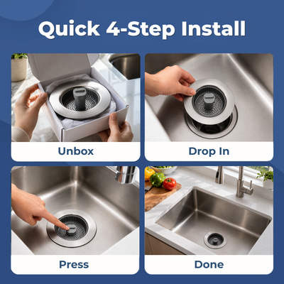 SinkHero - 3-in-1 Stainless Steel Kitchen Sink Stopper