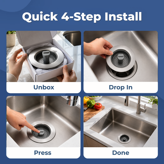 SinkHero - 3-in-1 Stainless Steel Kitchen Sink Stopper